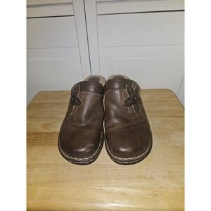 Softspots Women Brown Leather Slip On Mule Wedge Shoes Size 11 Wide